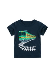 2-8 years old children's summer T-shirt, children's clothing, short-sleeved T-shirt, cartoon car T-shirt, children's cotton T-shirt