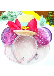 Original Disney Mickey Mouse Headband for Women Sequin Ears Costume Headband Cosplay Plush Adult Kids Headband