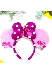 Original Disney Mickey Mouse Headband for Women Sequin Ears Costume Headband Cosplay Plush Adult Kids Headband