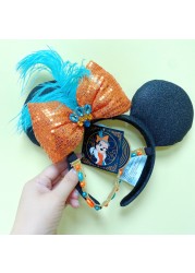 Original Disney Mickey Mouse Headband for Women Sequin Ears Costume Headband Cosplay Plush Adult Kids Headband