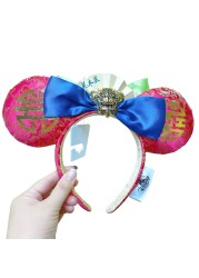 Original Disney Mickey Mouse Headband for Women Sequin Ears Costume Headband Cosplay Plush Adult Kids Headband