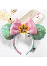 Original Disney Mickey Mouse Headband for Women Sequin Ears Costume Headband Cosplay Plush Adult Kids Headband