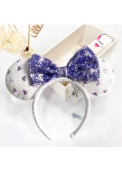 Original Disney Mickey Mouse Headband for Women Sequin Ears Costume Headband Cosplay Plush Adult Kids Headband