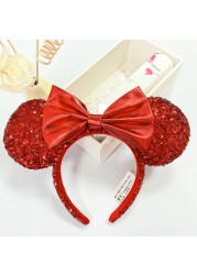 Original Disney Mickey Mouse Headband for Women Sequin Ears Costume Headband Cosplay Plush Adult Kids Headband