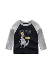 2022 New Kids Solid Cotton Long Sleeve T-shirt Tops Boys Girls Cute Animal Print Tees 2 3 4 5 6 7 8 Years Children Tops