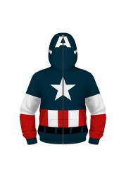 Autumn Fashion Boys Full Sleeve Full Zipper Hoodies Children Sweatshirts Super Heroes Cosplay Costume Outwear Kids Coats