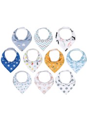 Baby Saliva Embellished Bib Unisex 10pcs Set Saliva & Teething Bibs 100% Organic Cotton Newborn Absorbent Hypoallergenic Bibs