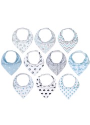 Baby Saliva Embellished Bib Unisex 10pcs Set Saliva & Teething Bibs 100% Organic Cotton Newborn Absorbent Hypoallergenic Bibs