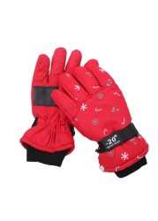 Winter Warm Ski Gloves Lovely Full Finger Gloves Snowboard Gloves Christmas Pattern Fleece Padded Glove for Kids