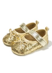 New Baby Shoes Baby Girl Shoes Bling Princess Gold Toddler Shoes Anti-slip Flat Rubber Sole Newborns First Walkers Infant Shoes