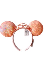 New Disney Mickey Mouse Ears Headband Space Lunar Mountain New Year Minnie Bow Pink Sequins Cartoon Anime Headdress Headband Gif