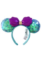 New Disney Mickey Mouse Ears Headband Space Lunar Mountain New Year Minnie Bow Pink Sequins Cartoon Anime Headdress Headband Gif