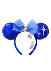 New Disney Mickey Mouse Ears Headband Space Lunar Mountain New Year Minnie Bow Pink Sequins Cartoon Anime Headdress Headband Gif