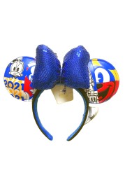 New Disney Mickey Mouse Ears Headband Space Lunar Mountain New Year Minnie Bow Pink Sequins Cartoon Anime Headdress Headband Gif