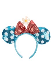 New Disney Mickey Mouse Ears Headband Space Lunar Mountain New Year Minnie Bow Pink Sequins Cartoon Anime Headdress Headband Gif