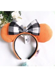 New Disney Mickey Mouse Ears Headband Space Lunar Mountain New Year Minnie Bow Pink Sequins Cartoon Anime Headdress Headband Gif