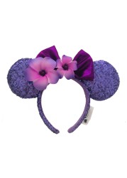 New Disney Mickey Mouse Ears Headband Space Lunar Mountain New Year Minnie Bow Pink Sequins Cartoon Anime Headdress Headband Gif