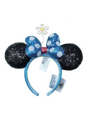 New Disney Mickey Mouse Ears Headband Space Lunar Mountain New Year Minnie Bow Pink Sequins Cartoon Anime Headdress Headband Gif