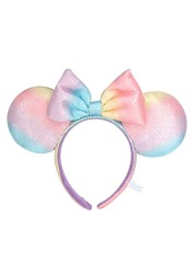 New Disney Mickey Mouse Ears Headband Space Lunar Mountain New Year Minnie Bow Pink Sequins Cartoon Anime Headdress Headband Gif