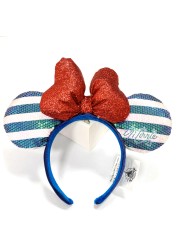 New Disney Mickey Mouse Ears Headband Space Lunar Mountain New Year Minnie Bow Pink Sequins Cartoon Anime Headdress Headband Gif