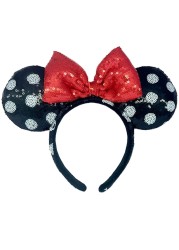 New Disney Mickey Mouse Ears Headband Space Lunar Mountain New Year Minnie Bow Pink Sequins Cartoon Anime Headdress Headband Gif