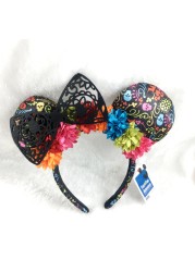 New Disney Mickey Mouse Ears Headband Space Lunar Mountain New Year Minnie Bow Pink Sequins Cartoon Anime Headdress Headband Gif