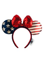 New Disney Mickey Mouse Ears Headband Space Lunar Mountain New Year Minnie Bow Pink Sequins Cartoon Anime Headdress Headband Gif