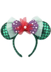 New Disney Mickey Mouse Ears Headband Space Lunar Mountain New Year Minnie Bow Pink Sequins Cartoon Anime Headdress Headband Gif