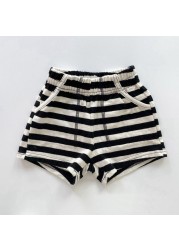 2022 Spring New Dot Print Baby Girl Shorts Kids Summer Casual Pants Children's Clothing Boys Striped Shorts Baby Short Pants