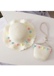 Bear Learner Kids Girls Hats 2022 New Fashion Summer Lace Flowers Caps Breathable Elegant Straw Hat Sunhat Lovely Baby Bonnet