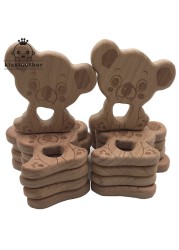 10pcs Safe Kara Teething Baby Cute Teether Antlers Design Wooden Ring Animal Shape Handmade Toy Wooden Teether - Giraffe Teether