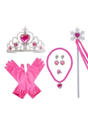 Princess Elsa jewelry set, accessories, gloves, wand, tiara, necklace, wig, princess dress, fancy dress