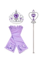 Princess Elsa jewelry set, accessories, gloves, wand, tiara, necklace, wig, princess dress, fancy dress