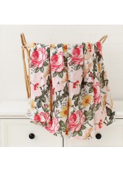 Muslin Swaddle Baby Blanket Bamboo Cotton Swaddle Wrap Newborn Receiving Blanket Flower Print Baby Newborn Blankets