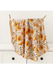 Muslin Swaddle Baby Blanket Bamboo Cotton Swaddle Wrap Newborn Receiving Blanket Flower Print Baby Newborn Blankets