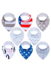 8pcs Baby Bibs Baby Saliva Bobble Bibs Unisex Bibs Set for Drooling and Teething 100% Organic Cotton Newborn Absorbent Soft Bibs