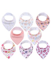 8pcs Baby Bibs Baby Saliva Bobble Bibs Unisex Bibs Set for Drooling and Teething 100% Organic Cotton Newborn Absorbent Soft Bibs