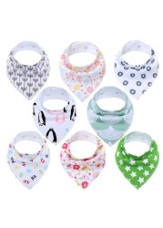 8pcs Baby Bibs Baby Saliva Bobble Bibs Unisex Bibs Set for Drooling and Teething 100% Organic Cotton Newborn Absorbent Soft Bibs