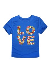 TINOLULING 12 Colors 2018 Boys Girls Flower Love T-shirt Kids T-shirt Children Tops Baby Tees for 2-14 Years