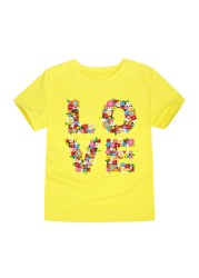 TINOLULING 12 Colors 2018 Boys Girls Flower Love T-shirt Kids T-shirt Children Tops Baby Tees for 2-14 Years