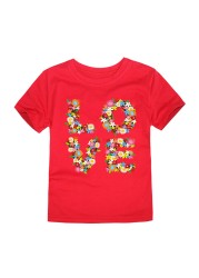 TINOLULING 12 Colors 2018 Boys Girls Flower Love T-shirt Kids T-shirt Children Tops Baby Tees for 2-14 Years