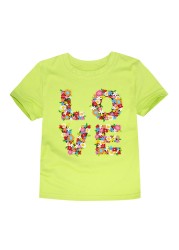 TINOLULING 12 Colors 2018 Boys Girls Flower Love T-shirt Kids T-shirt Children Tops Baby Tees for 2-14 Years