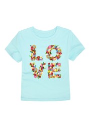 TINOLULING 12 Colors 2018 Boys Girls Flower Love T-shirt Kids T-shirt Children Tops Baby Tees for 2-14 Years