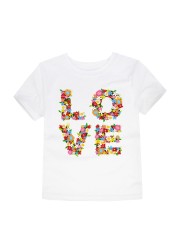 TINOLULING 12 Colors 2018 Boys Girls Flower Love T-shirt Kids T-shirt Children Tops Baby Tees for 2-14 Years