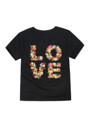 TINOLULING 12 Colors 2018 Boys Girls Flower Love T-shirt Kids T-shirt Children Tops Baby Tees for 2-14 Years