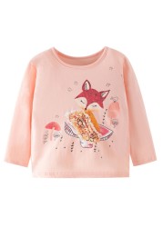 Little maven baby girls T-shirt long sleeve cotton soft autumn clothes lovely flower and fox for baby girls kids 2 to 7 years