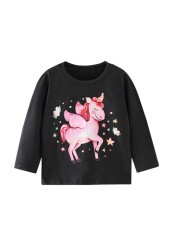 Little maven baby girls T-shirt long sleeve cotton soft autumn clothes lovely flower and fox for baby girls kids 2 to 7 years