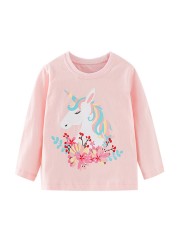 Little maven baby girls T-shirt long sleeve cotton soft autumn clothes lovely flower and fox for baby girls kids 2 to 7 years