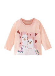 Little maven baby girls T-shirt long sleeve cotton soft autumn clothes lovely flower and fox for baby girls kids 2 to 7 years