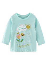 Little maven baby girls T-shirt long sleeve cotton soft autumn clothes lovely flower and fox for baby girls kids 2 to 7 years